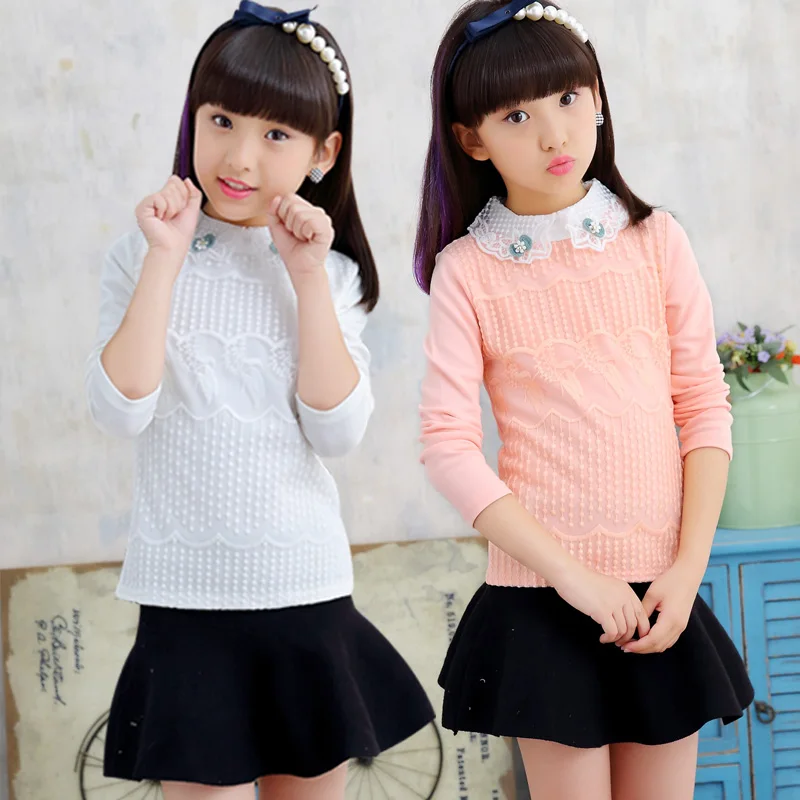 2018 осенне Весенняя футболка с цветочным рисунком для девочек детский хлопковый