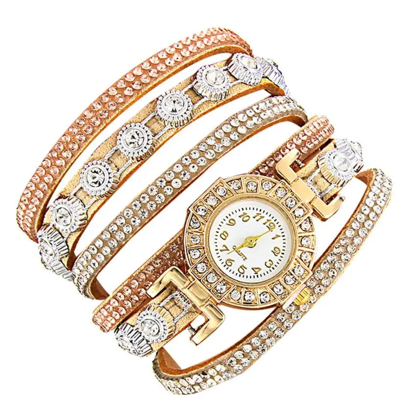 Часы женские кварцевые с кожаным ремешком со стразами|feminino|feminino relogiofeminino casual |