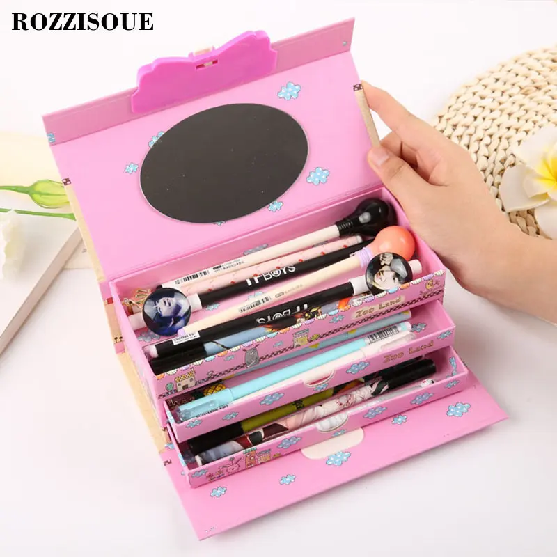Милые корейские Kawaii Ppencil чехол s школьный Карандаш Чехол для девочек пароль ручка коробка Карандаш Чехол Канцелярские сумка, школьные принадлежности 3 этажа