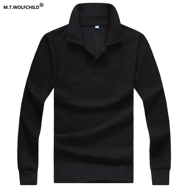 2018 Spring New style mens long sleeve lapel polo shirts casual polos tops slim solid color 10 colors | Мужская одежда