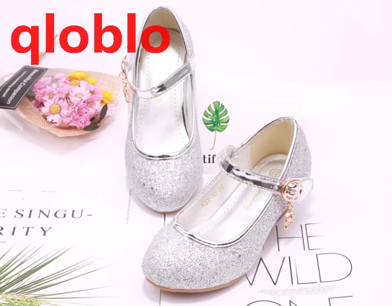 qloblo Kids Girls Wedding Shoes Children Princess Sandals High Heels Dress Shoes Shoes For Girls