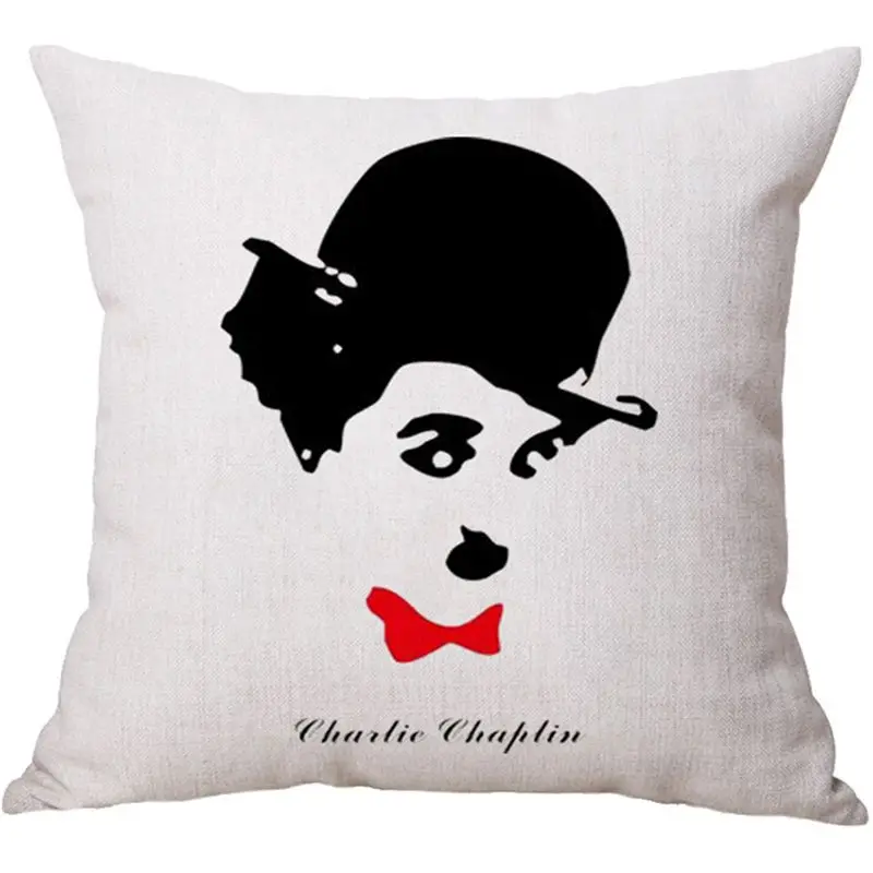 Наволочка подушка &quotЧаплин&quot наволочка из хлопка и льна размер 45*45 декоративные