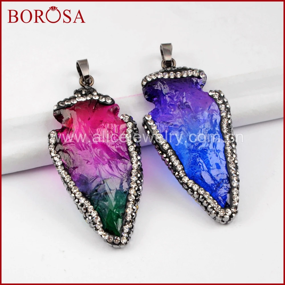 BOROSA 5/10 шт стрелы искусственная подвеска Drusy Стразы паве цирконы кварцевые жабы