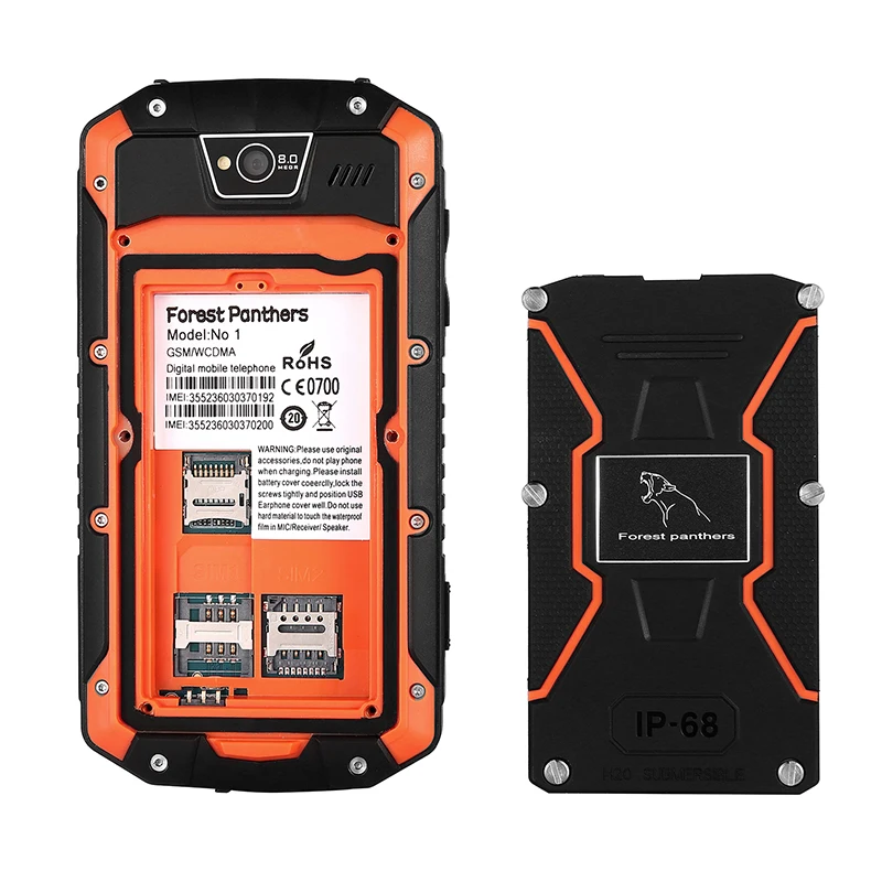 Водонепроницаемый Forest Пантеры NO1 прочный смартфон 4.5 &quotIPS Android 4.4 MT6572 Dual Core 512 МБ + 4