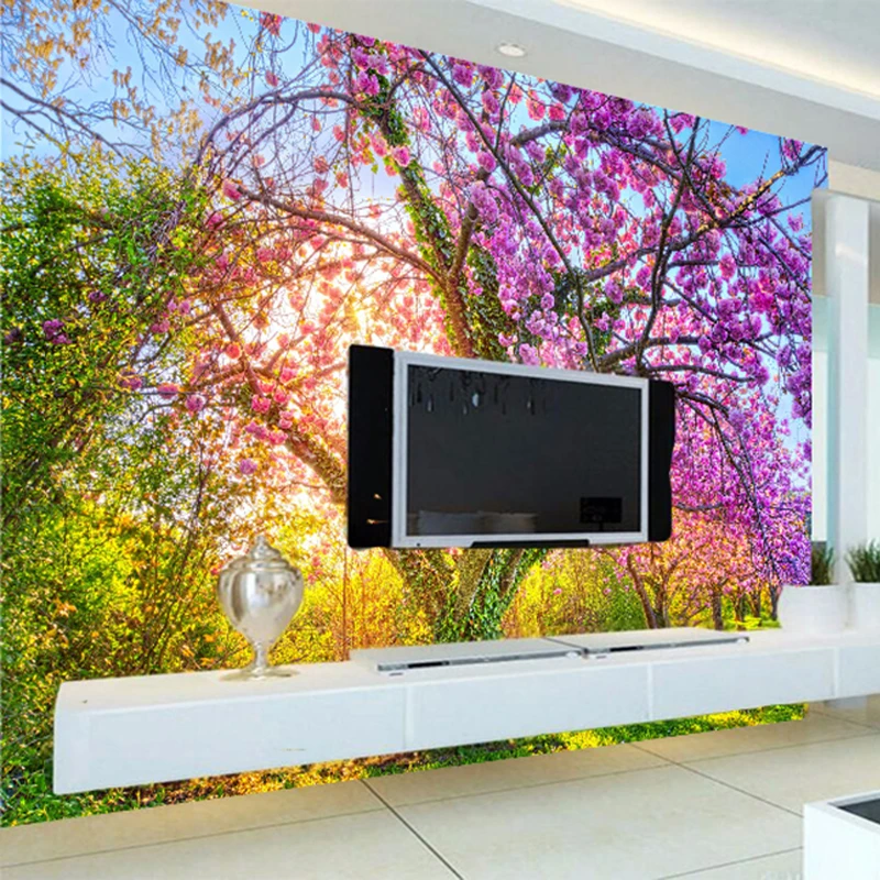 Пользовательские настенная Бумага cherry blossom дерево 3D цветочные стены для