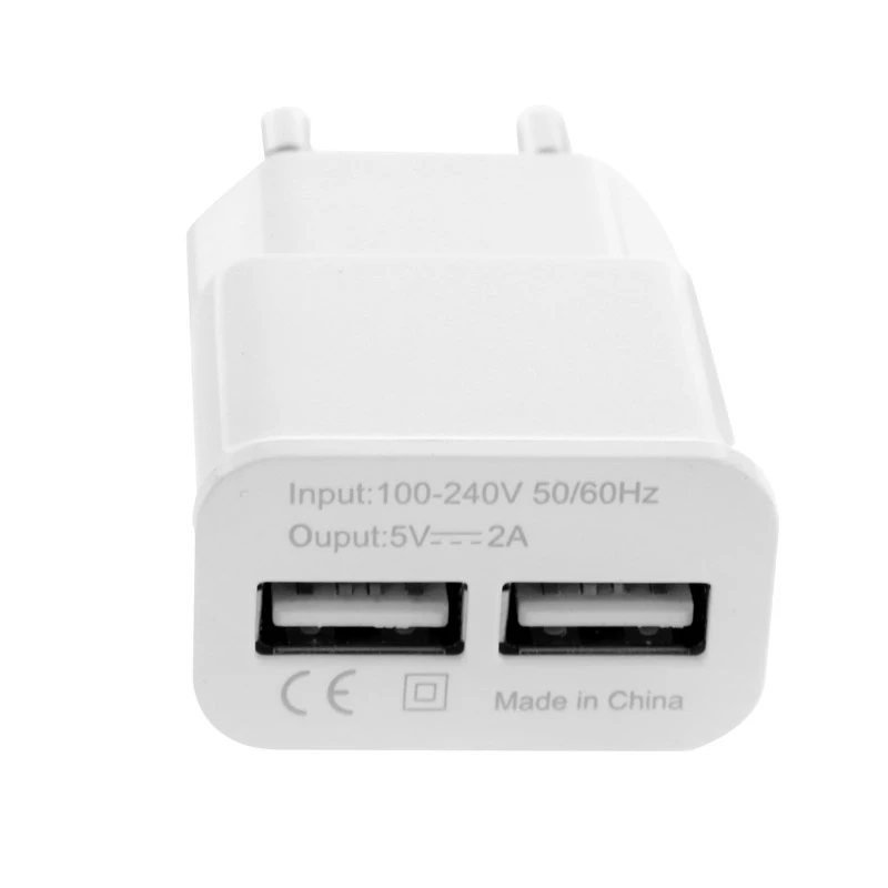 Штепсельная Вилка европейского стандарта 5В 2А 2USB адаптер зарядного устройства