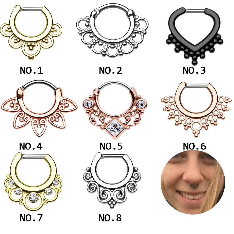 Nose Piercing Ring Indian Septum Clicker Stud Rings Body Jewelry Hoops Helix Ear Cartilage Gifts | Украшения и аксессуары