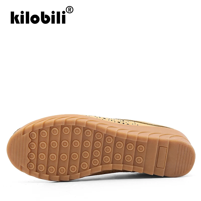 Kilobili 2019 летние Женские балетки на плоской подошве из бычьей кожи Босоножки