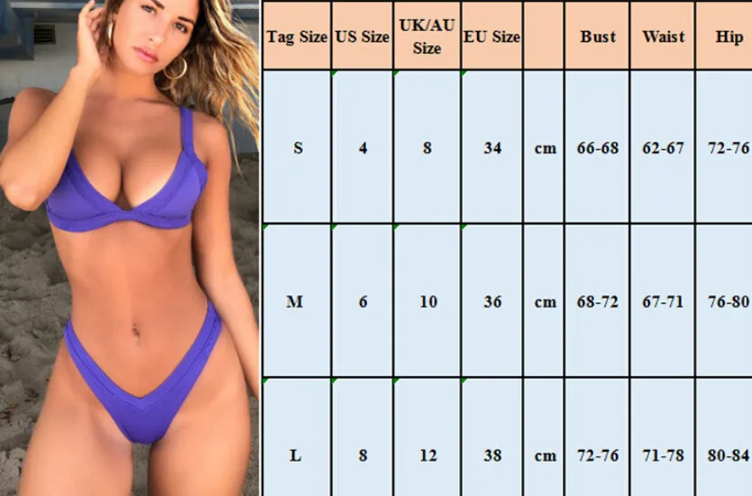 Women Plaid Bikini Sets Triangle Push Up Padded Swimsuit High Waist Bathing Suit Swimwear Two Piece 6 Colors | Спорт и развлечения