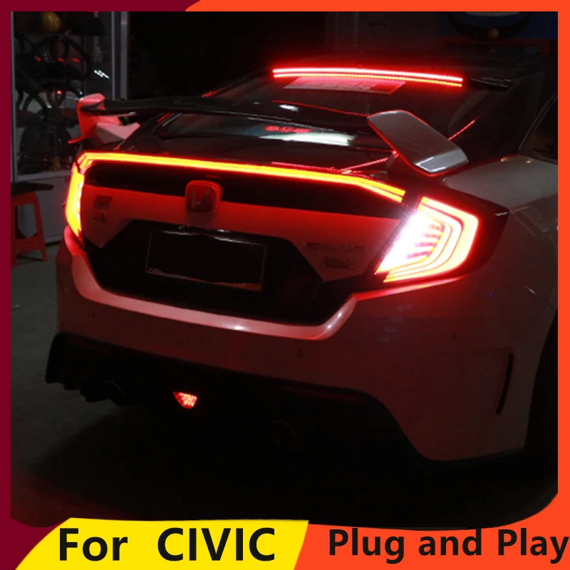 KOWELL автомобильный Стайлинг для HONDA CIVIC X 10th светодиодная сигнальная лампа задний фонарь светодиодные задние фары DRL+ стоп багажник свет автомобильные аксессуары