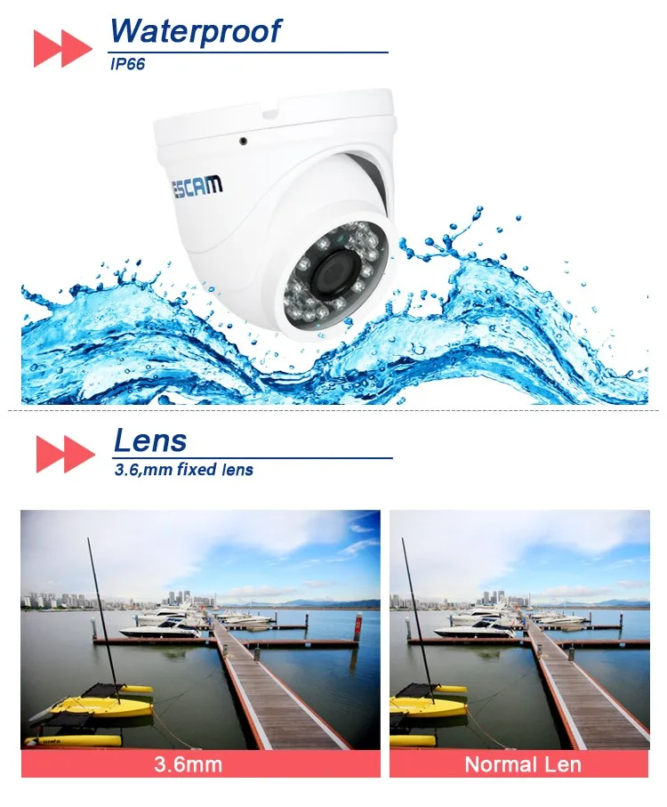 Escam Peashooter QD520 мини ip-камера H.264 Onvif P2P HD720P Крытая купольная камера наблюдения ночного видения инфракрасная камера видеонаблюдения