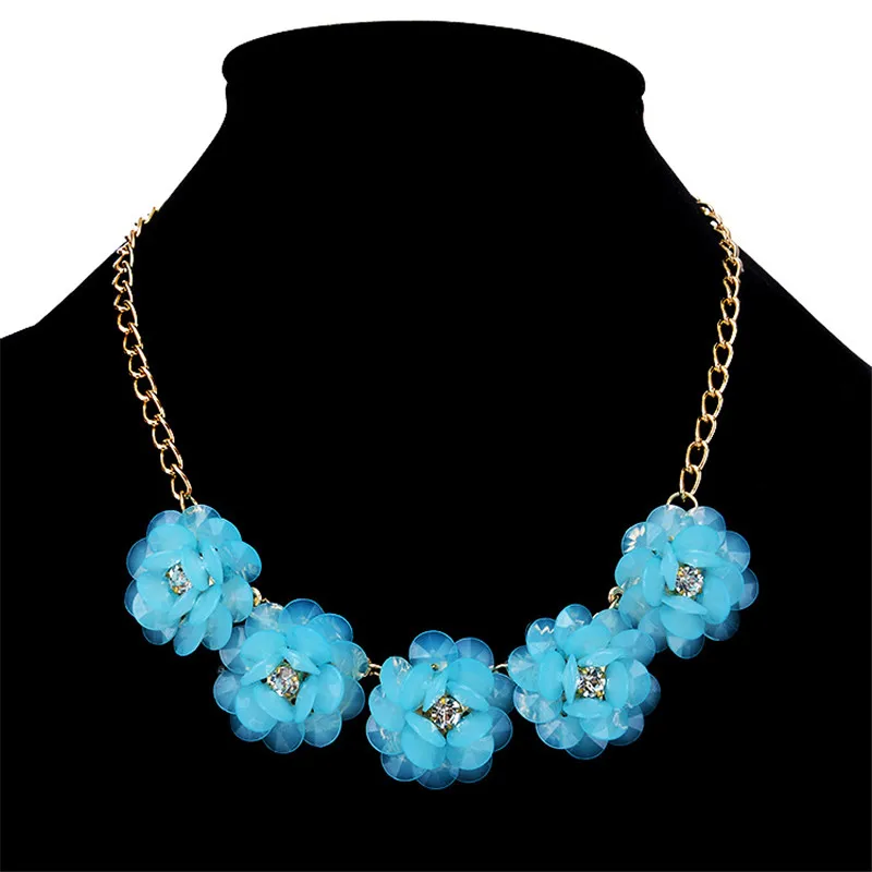 2017 Новая Мода Конфеты Цветок Choker Ожерелье Женщины Роскошные красочные акриловые