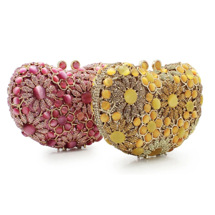 Розовая блестящая С кристалалми и стразами Вечерние клатчи сумки для Для женщин