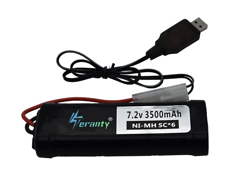 Светло-серый Аккумулятор высокой емкости 7,2 V 5000mAh Ni-MH с штепсельной вилкой Tamiya с зарядным устройством 7,2 v и SC* 6 ячейками для радиоуправляемых автомобильных игрушек - Цвет: Светло-серый