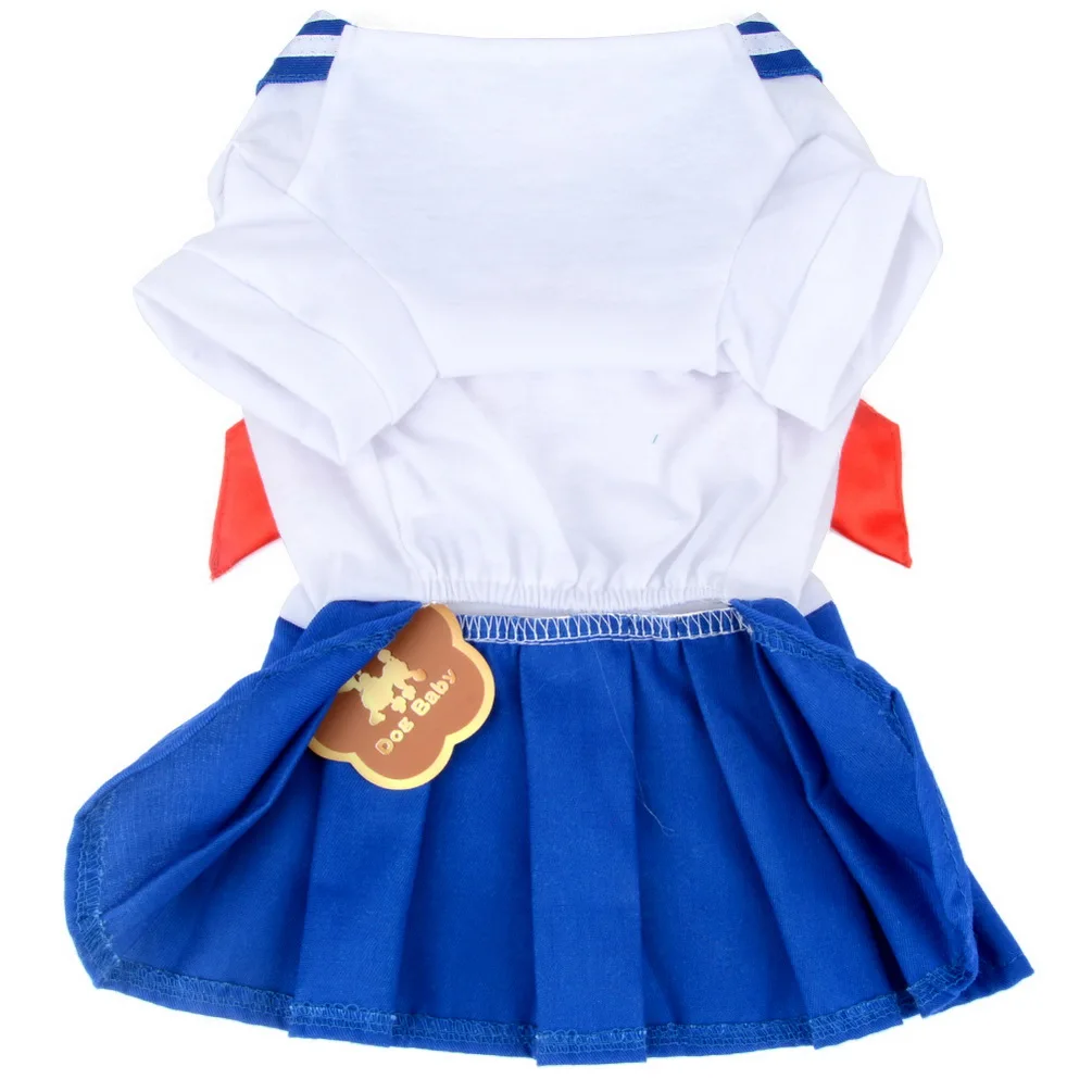 2018 New Sailor School Uniform Dress for Small Dog/Cat Girl Bow Pleated Skirt Puppy Clothes (Size XS-XL all Pet) | Дом и сад