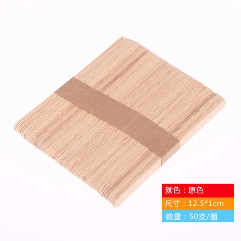 12.5x1cm 50Pcs/Lot DIY kids Handwork Art Crafts Toys Wooden Craft Ice Cream Sticks Pop Popsicle Sticks Natural Wood Cake Tools Ice Mold - Цвет: 12.5x1cm