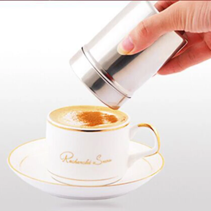 

1 Pcs Stainless Steel Chocolate Shaker Cocoa Flour Salt Powder Icing Sugar Cappuccino Coffee Sifter Lid Cooking Tools