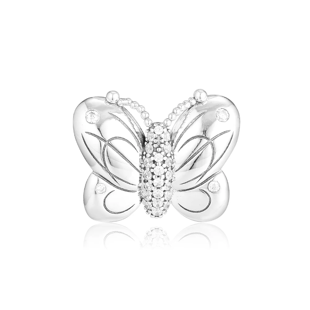 

100% 925 Sterling Silver Decorative Butterfly Charm Fits DIY Bracelet Crystals Beads for Jewelry Making Women Gift Kralen