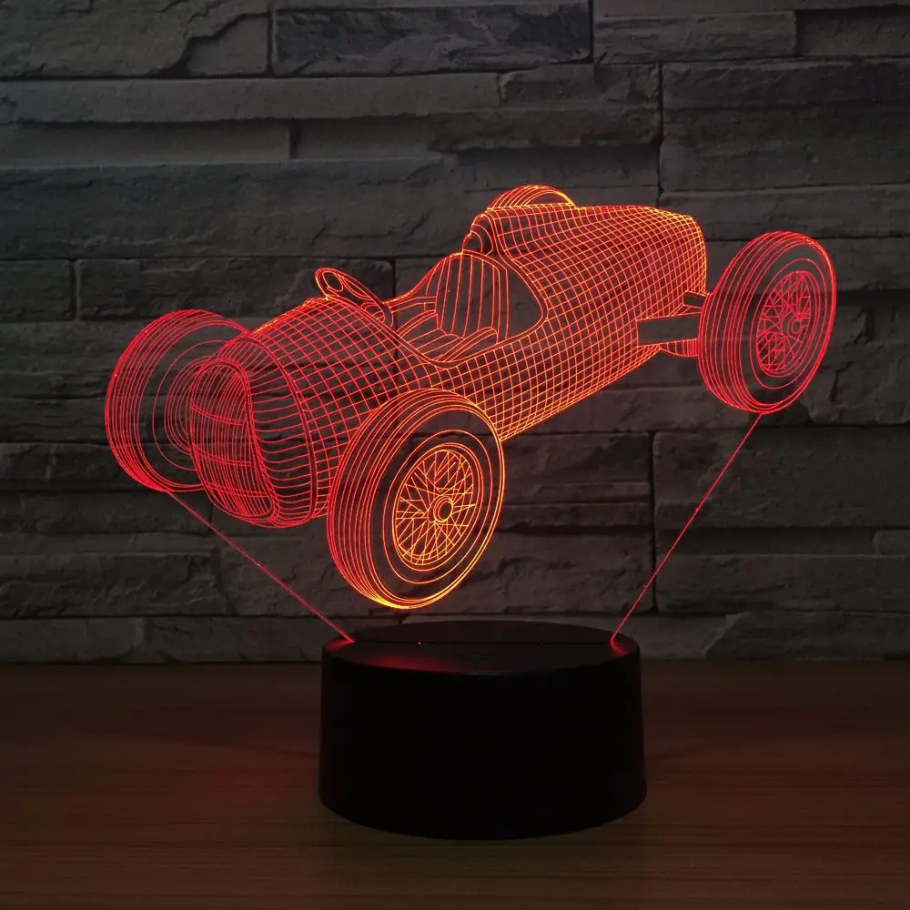 Старый гоночный автомобиль Luminarias USB ночник лампа 7 цветов меняющийся