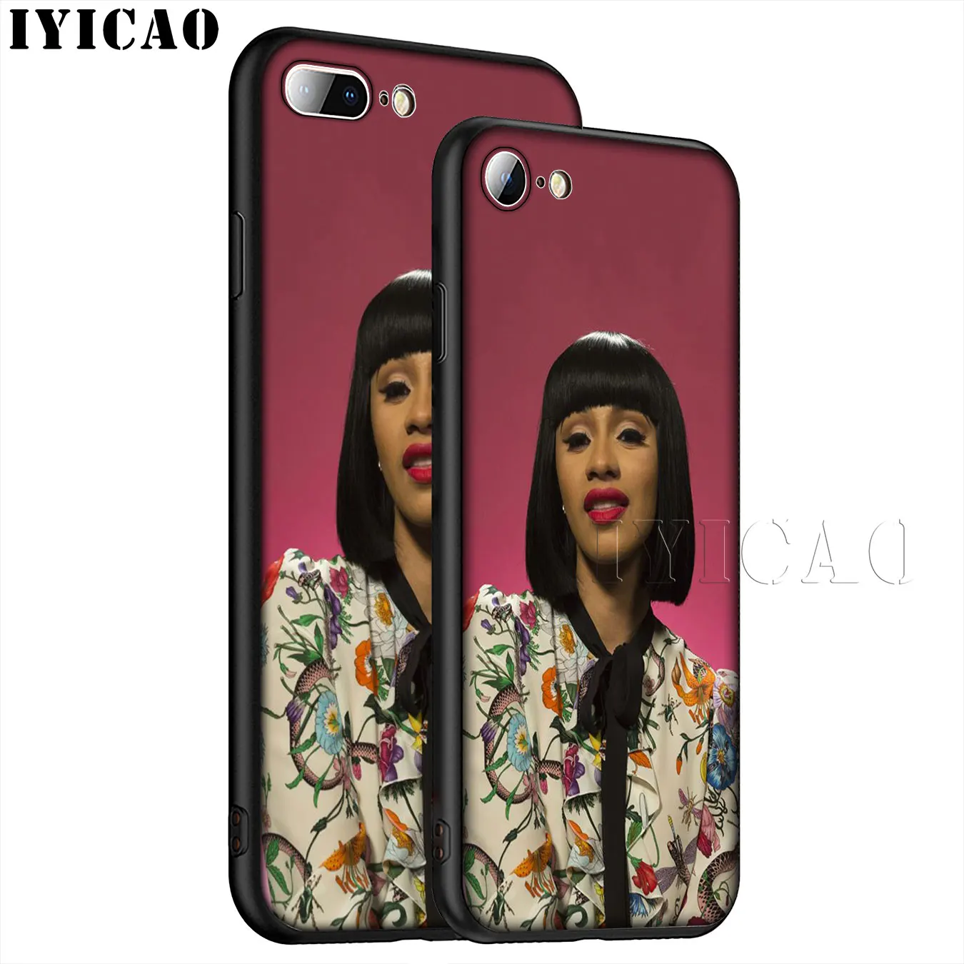 IYICAO CardiB pop Cardi B Soft Silicone Phone Case for iPhone XR X XS 11 Pro Max 6 6S 7 8 Plus 5 5S SE TPU Black Cover |