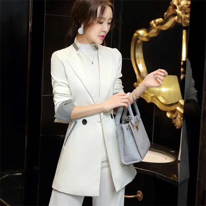 

Women Business Casual Blazer 2018 Long Sleeve Blaser Women Suit jacket Female Feminine Blazer Femme White Black Blazer