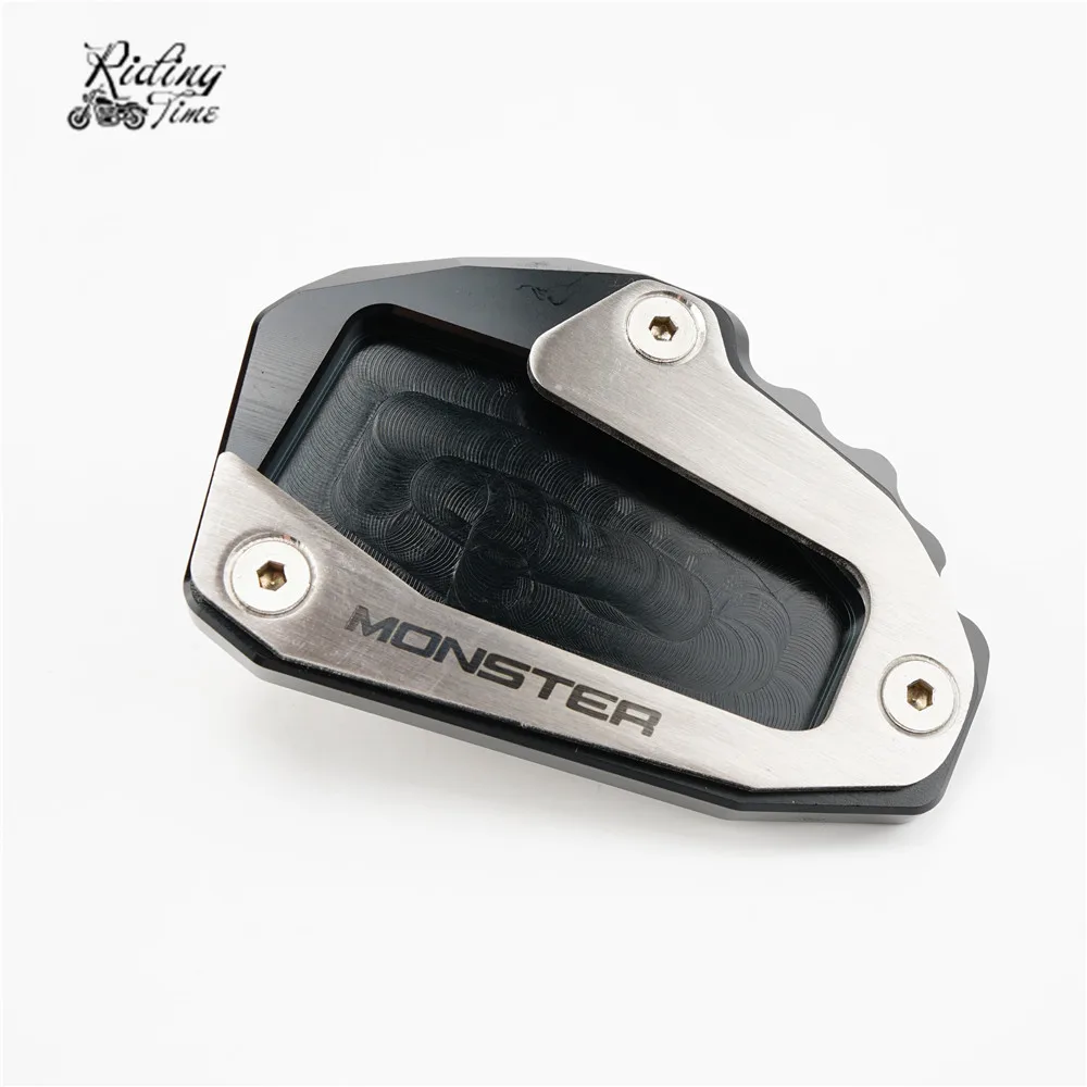 black Мотоцикл увеличитель боковой стойки для поездок на мотоцикле Ducati Monster 696 795 797 821 подставки обувь подставки Поддержка пластина для ног - Цвет: black