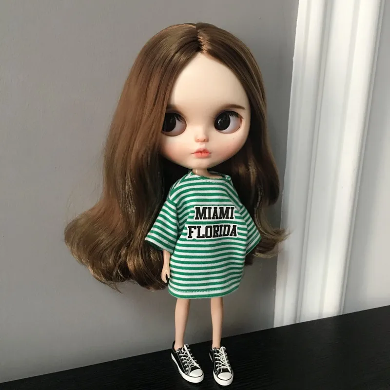 Одежда для кукол Blyth футболка в полоску с принтом и рукавом средней длины Licca Azone
