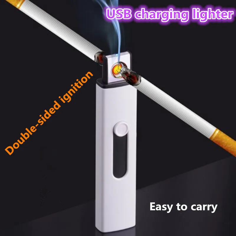 Новый Небольшой Перезаряжаемые Двусторонняя зажигалки USB Ветрозащитный