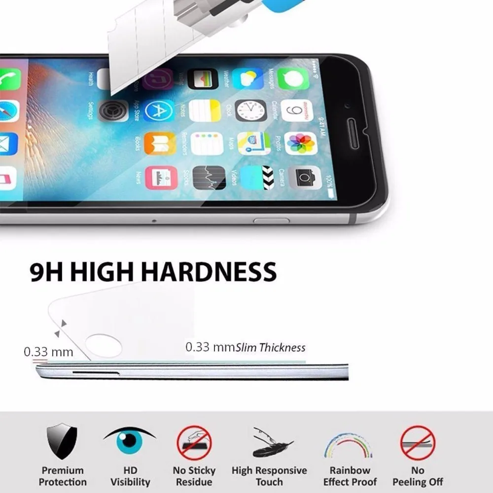 Закаленное стекло для Apple iPhone 4 4S 5 5S 5C SE 6 6S 7 Plus чехол Samsung S3 S4 S5 S6 Huawei Y3ii Y5 II Y6II |