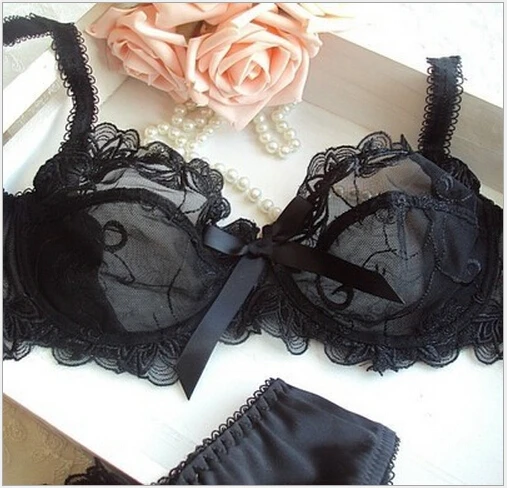 Сексуальная прозрачная кружевной бюстгальтер установлен регулируемый вышивка 90