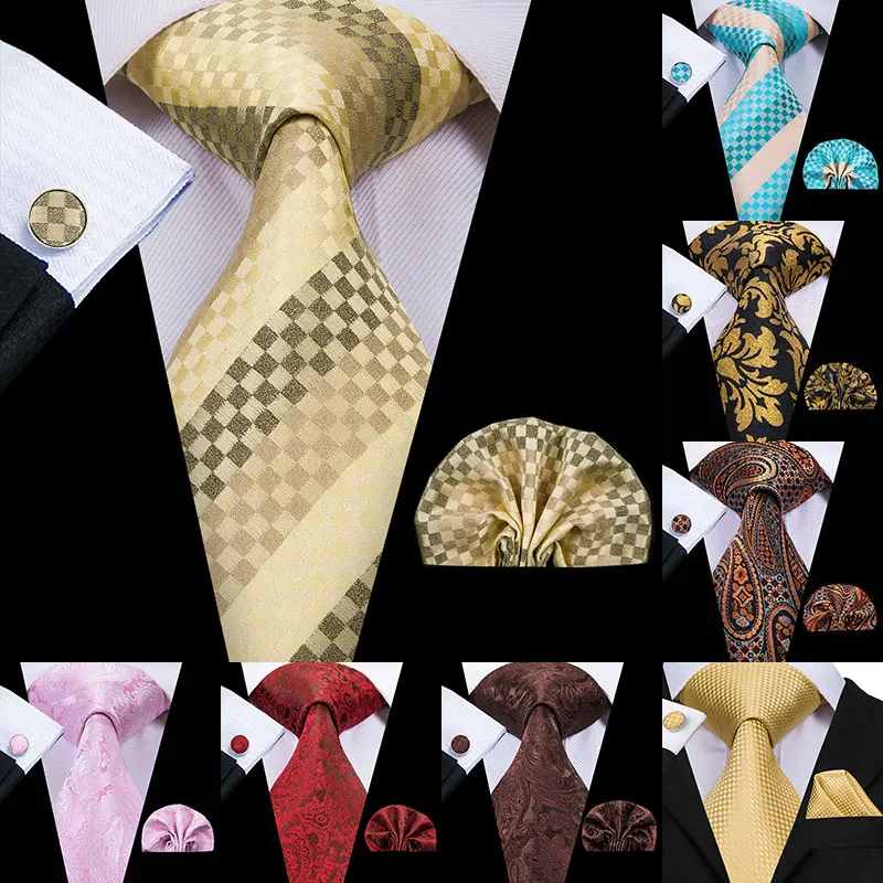 

20 Styles 2019 Luxury Brand Silk Ties for Men Striped Plaid Fashion Men's Party Wedding Tie Set High Quality Gravata C-3088