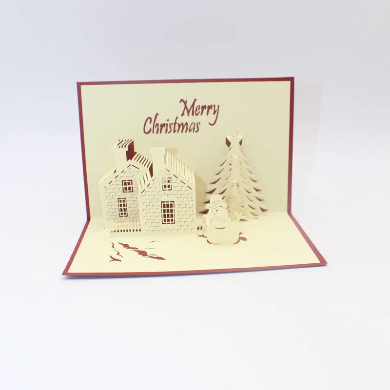 3D лазерная резка ручной работы с новым годом Вечеринка Рождество Снеговик замок