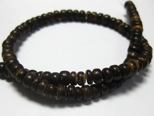 10 пряди 1" Natural Dark Coconut Rondelle Бусины 5 мм