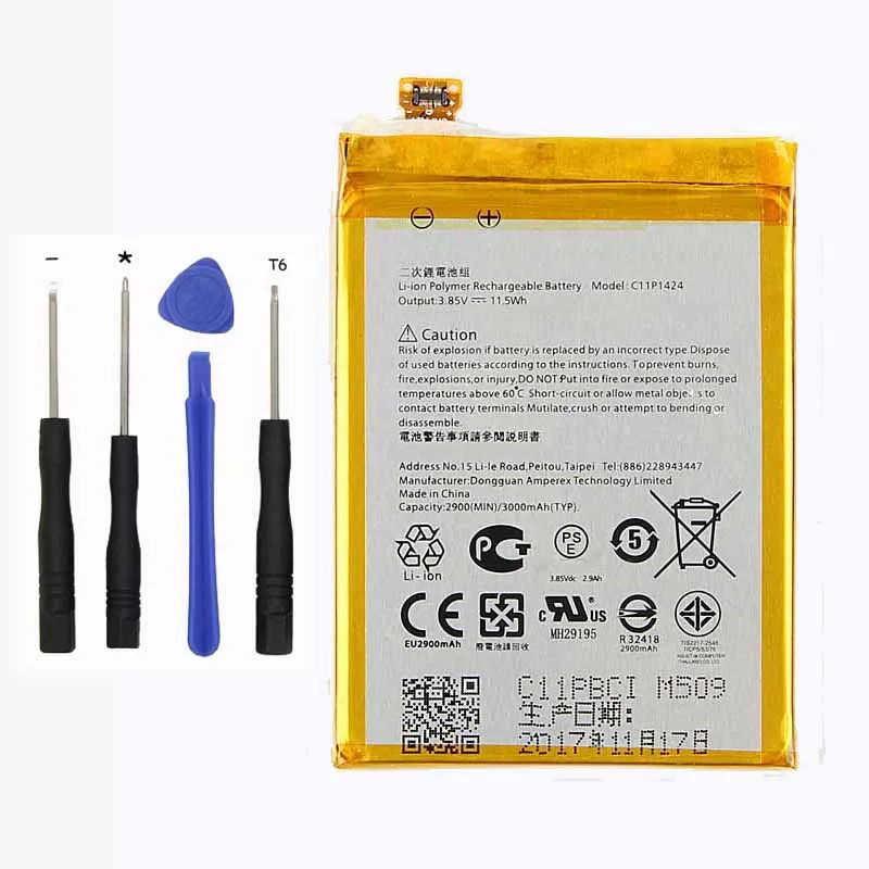 Оригинальный аккумулятор высокой емкости C11P1424 для Asus ZenFone2 ZE551ML ZE550ML 5 дюйма 3000