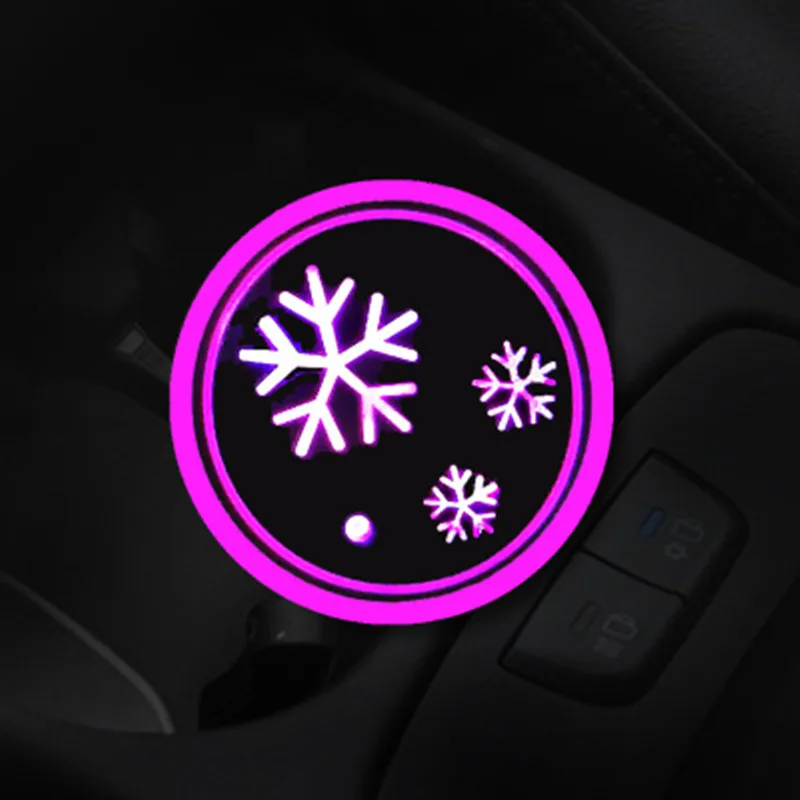 snowflake 2 шт. светодиодный автомобильный подстаканник Рождественская серия Снежинка Олень красочный подстаканник держатель для напитков атмосферный светильник аксессуары для интерьера - Название цвета: snowflake