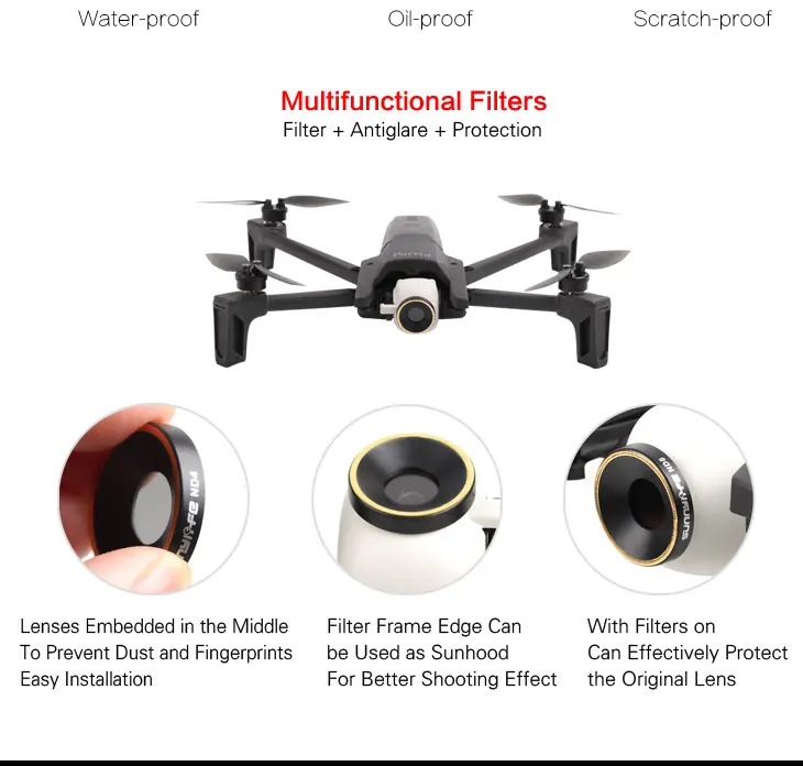 Parrot Anafi фильтр для объектив для беспилотника фильтры UV CPL ND4 ND8 ND16 ND32 Комплект фильтров Parrot Anafi Дрон камера запасные части Аксессуары