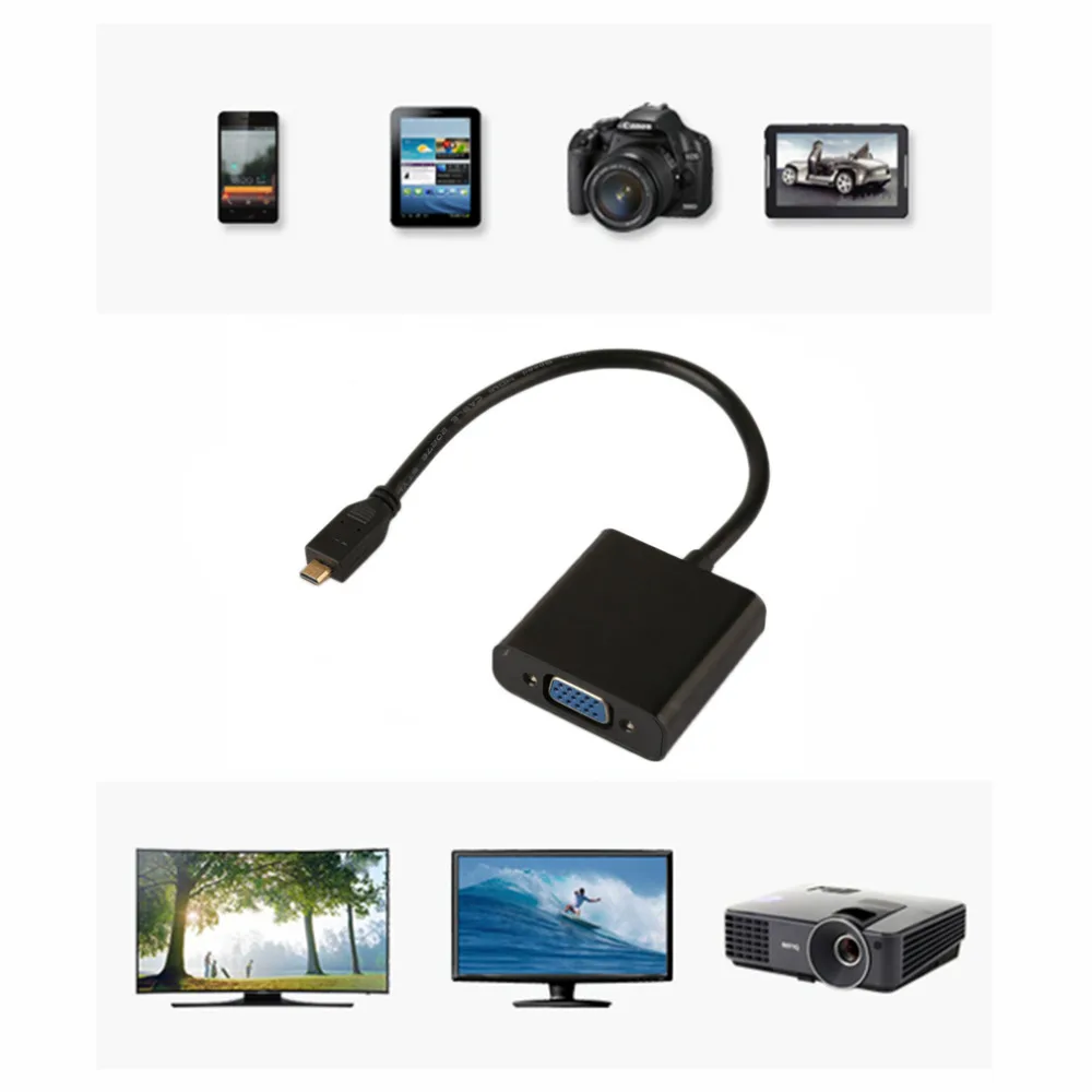 Новый 1080 P Micro HDMI к VGA Женский видео кабель конвертер адаптер для портативных ПК |