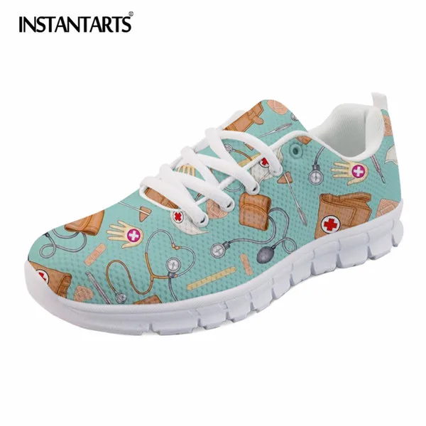 H9324AQ INSTANTARTS/Новые дизайнерские женские туфли на плоской подошве с рисунком медсестры; женские весенние кроссовки; Легкие сетчатые туфли на плоской подошве; zapaters - Цвет: H9324AQ