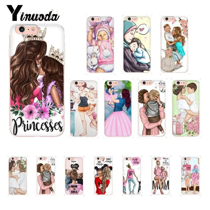 

Brown hair fashion mommy baby Phone Case Cover Shell for iphone 13 8 7 6 6S Plus 5 5S SE XR X XS MAX 10 11 11pro 11promax
