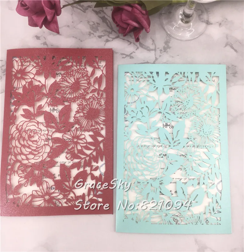 50 шт. бесплатная доставка набор свадебных приглашений в виде ракушек с лазерной