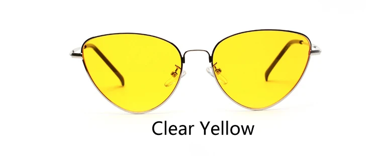 Clear Yellow Ralferty Винтаж «кошачий глаз» Женская металлическая под золото очки UV400 Солнцезащитные очки женские красные Карамельный цвет очки с дизайном «кошачие глаза» A1747 - Цвет линз: Clear Yellow