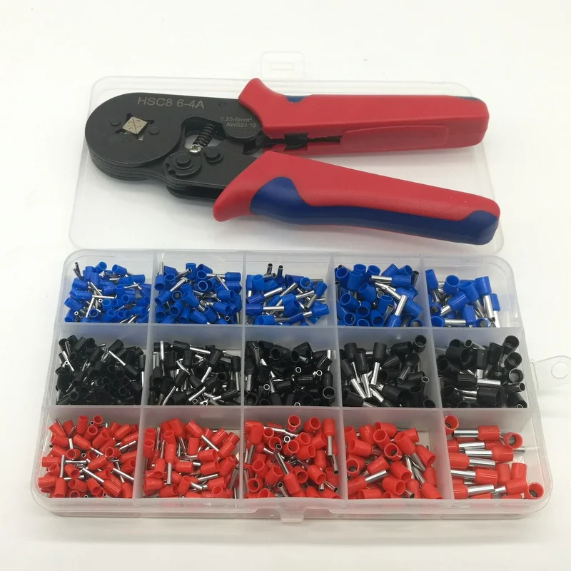 Саморегулирующиеся обжимные плоскогубцы с набором клемм 1000 шт.|terminal crimping