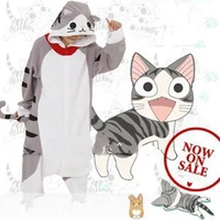 unisex adult one piece pajamas animal onesie cheese cat cosplay costume pyjamas sleepsuit tabby cat gift free shipping