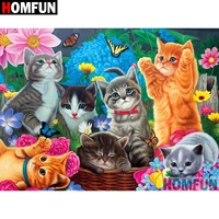 homfun 5d diy diamond painting full squareround drill animal cat embroidery cross stitch gift home decor gift a09149