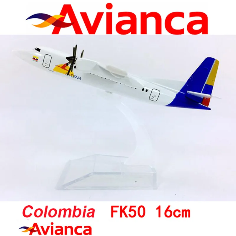 16 см 1:400 Колумбия Satena FK50 модель AVIANCA Airlines с базовым металлическим сплавом самолет