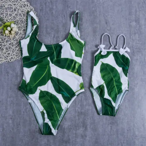 Летний купальник бикини листья для мамы дочери женщин малышей девочек пляжный