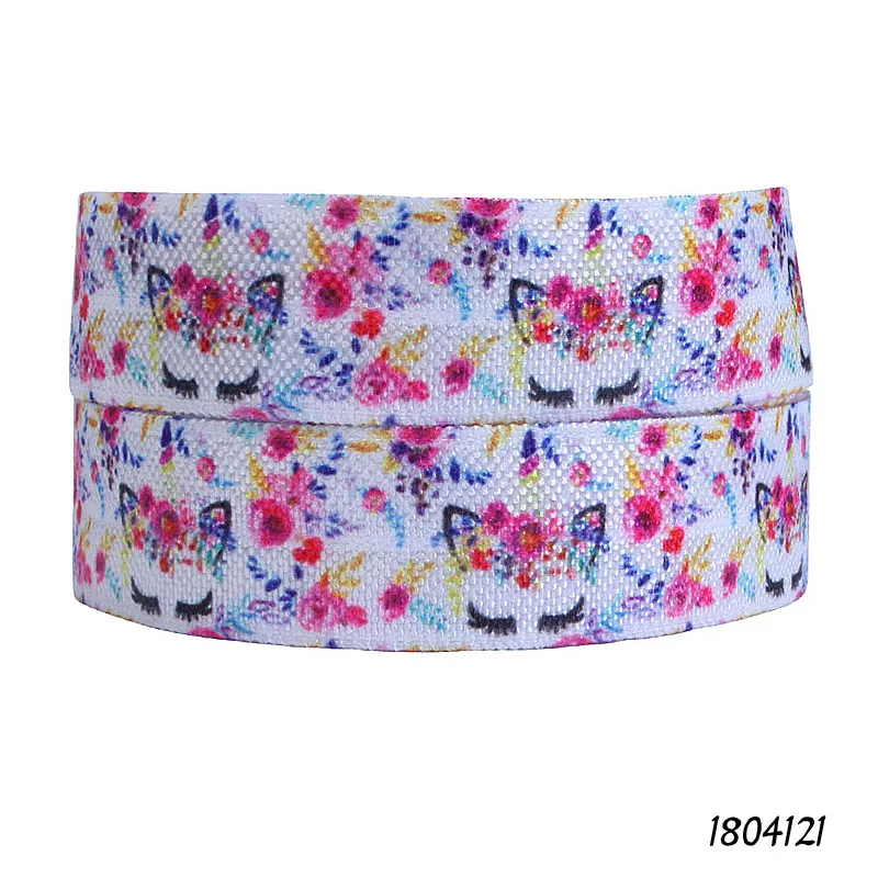 

(50 yards/lot) Free shipping unicorn and flower printed heat transfer foe elastic ribbon