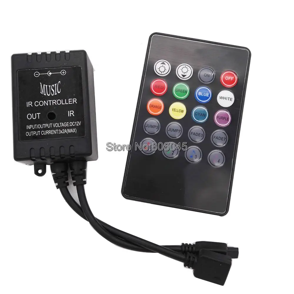 DC12V 6A 3x2A мини музыкальная резонаторная Сенсор светодиодный RGB контроллер с 20 ИК