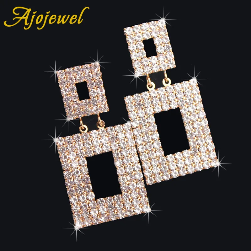 

Ajojewel Statement Square Simple Earrings Women Full Rhinestone Dropshipping 2018 Jewelry Wholesale