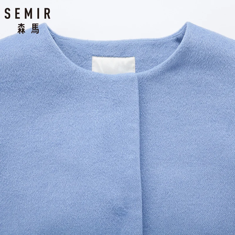 SEMIR Woman Woolen Coats Winter 2018 Causal Single Waisted Solid O-neck Collar Cool Female Long Jacket For Women | Женская одежда